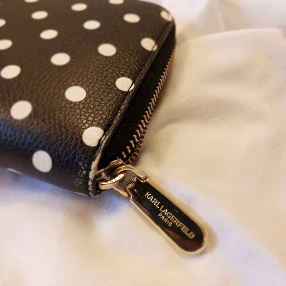 Karl Lagerfeld Black and White Polka Dot Wallet